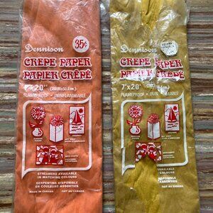 Dennison Crepe Paper Vintage Craft Tissue Made in Canada Orange & Mustard Yellow